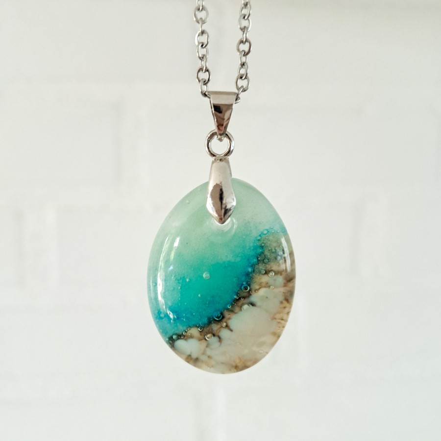 Oceaan - zee hanger ketting: handgemaakt aqua blauw glazen sieraad, o… - 152665 Oceaan - zee hanger ketting: handgemaakt aqua blauw glazen sieraad, op zee geïnspireerd betekenisvol cadeau