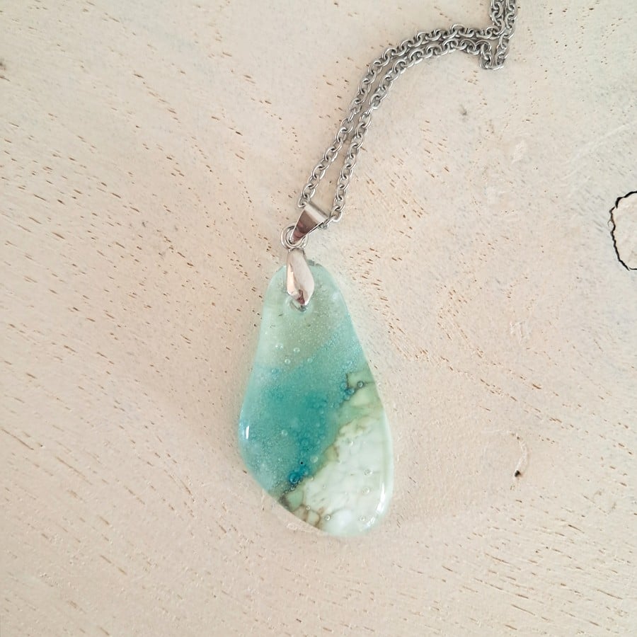 Oceaan - zee hanger ketting: handgemaakt licht aqua blauw glazen sier… - 154260 Oceaan - zee hanger ketting: handgemaakt licht aqua blauw glazen sieraad, op zee geïnspireerd betekenisvol cadeau