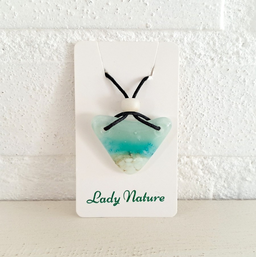 Oceaan - zee hanger ketting: handgemaakt aqua blauw glazen sieraad, m… - 154335 Oceaan - zee hanger ketting: handgemaakt aqua blauw glazen sieraad, medaillon, op zee geïnspireerd betekenisvol cadeau