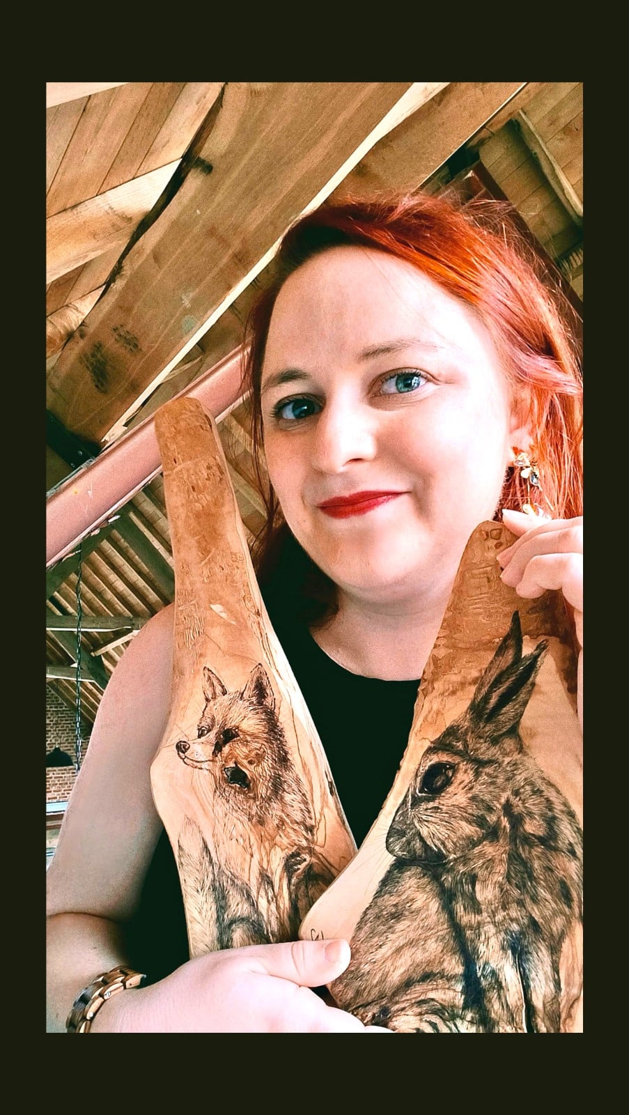 Fairytale bunny– Handgetekend konijntje op Italiaans olijfhout 🐰✨🫒