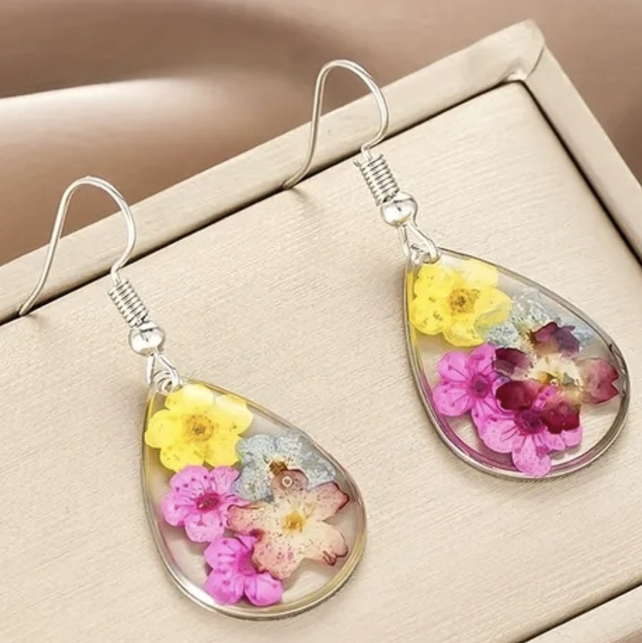 Veelkleurige zilver resin oorbellen - 109504 Veelkleurige zilver resin oorbellen