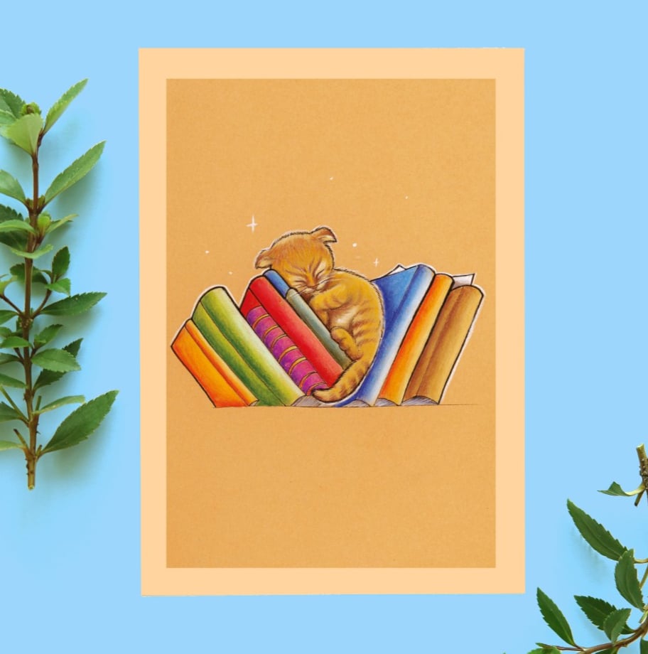 Wens kaart verjaardag Kitten boeken - 85382 Wens kaart verjaardag Kitten boeken