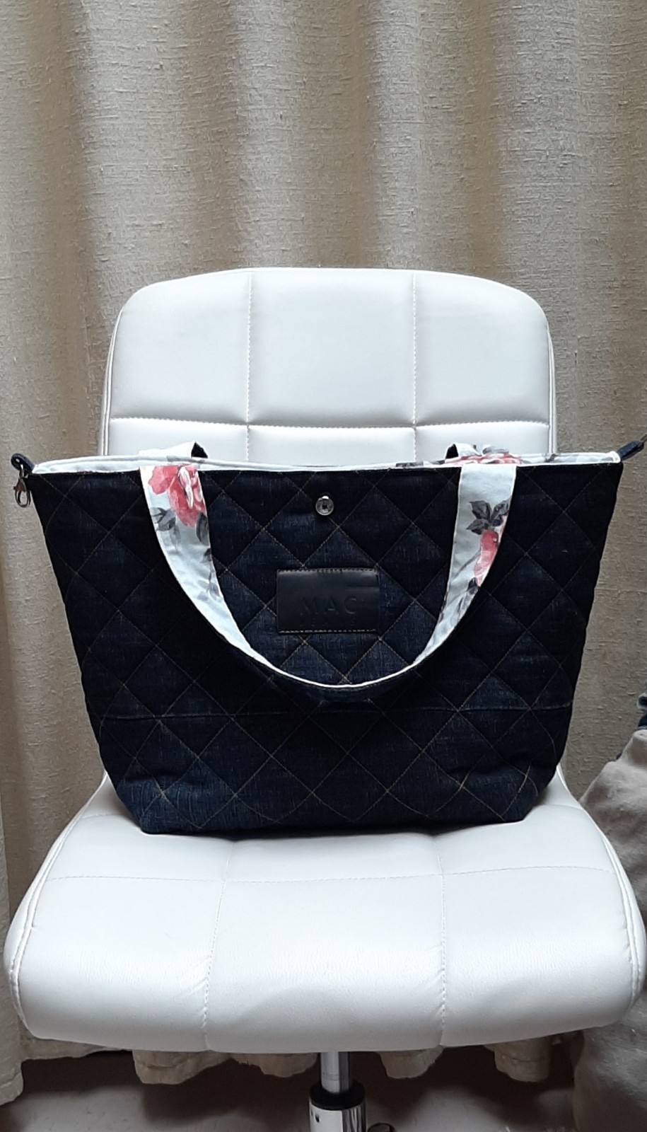 Quilted denim schoudertas / totebag - 131269 Quilted denim schoudertas / totebag op bestelling (out of stock)