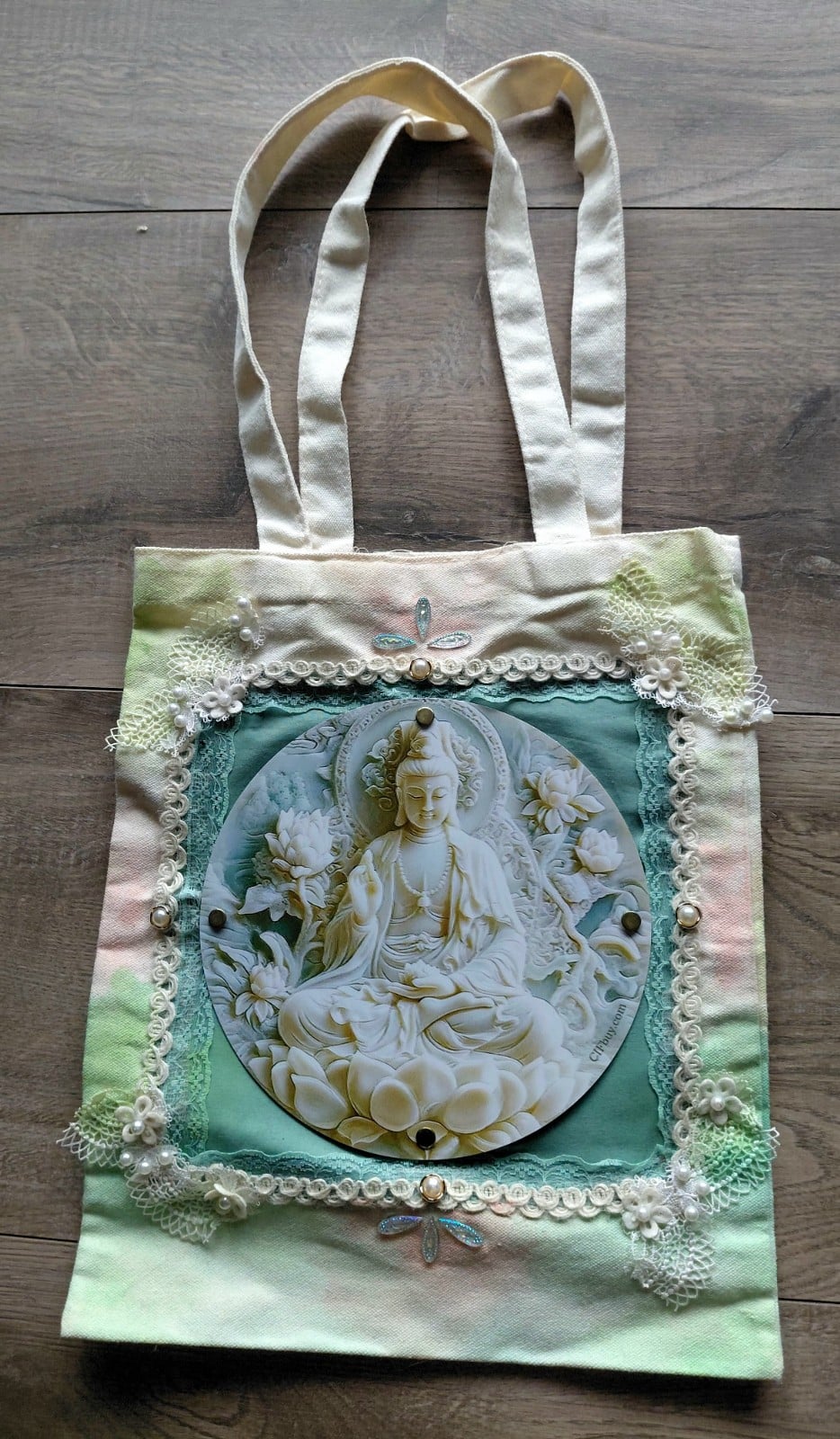 Canvas Boeddha tas handbeschilderd