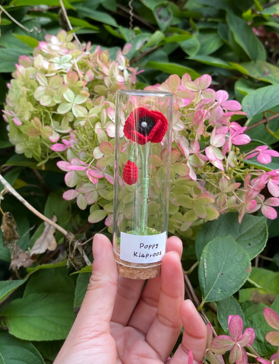 Micro gehaakte Klaproos Bloemenbroches