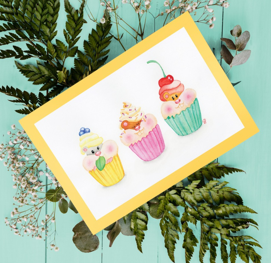 Verjaardag kaart Cupcake Hamsters - 85510 Verjaardag kaart Cupcake Hamsters