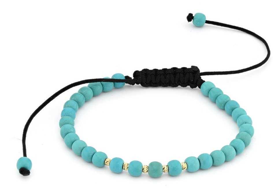 Turkoois armband met 14 karaat geelgouden kralen - 54697.jpeg Turkoois armband met 14 karaat geelgouden kralen