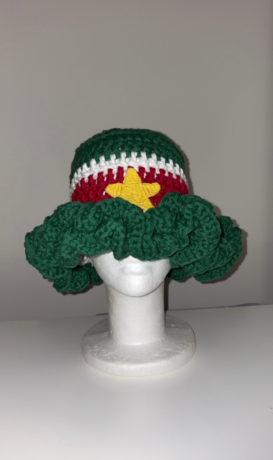 Suriname Crochet double ruffel buckethat