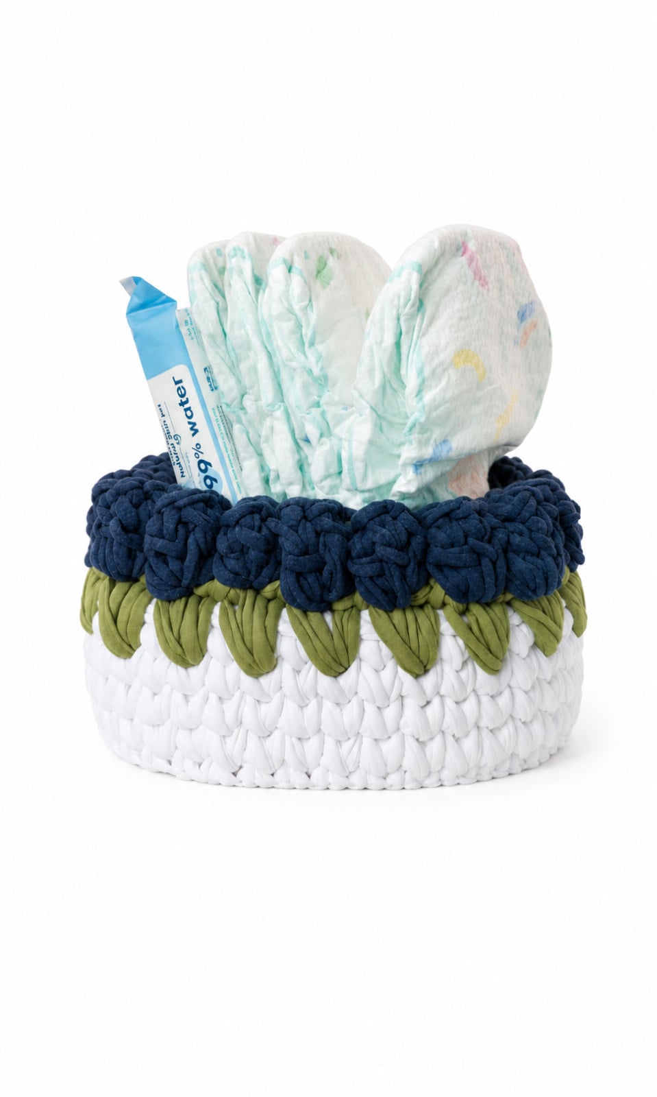 Handgemaakt blauw gehaakt mandje | Opbergmandje voor de babykamer - 147896 Handgemaakt blauw gehaakt mandje | Opbergmandje voor de babykamer