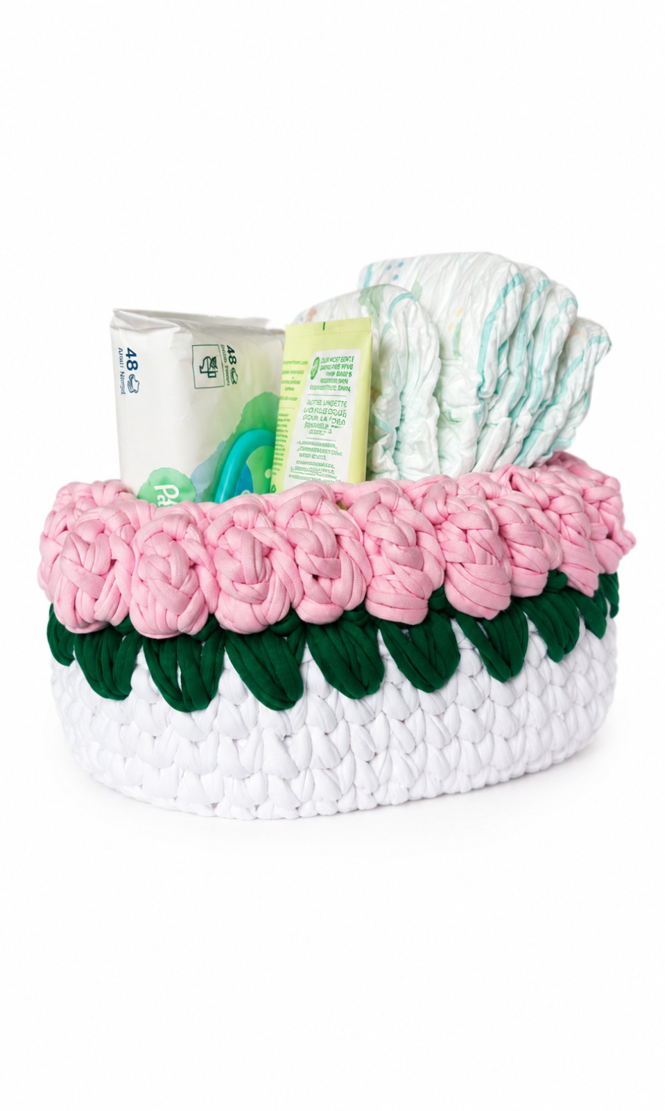 Handgemaakt roze gehaakt mandje | Babykamer opbergmand - 147891 Handgemaakt roze gehaakt mandje | Babykamer opbergmand