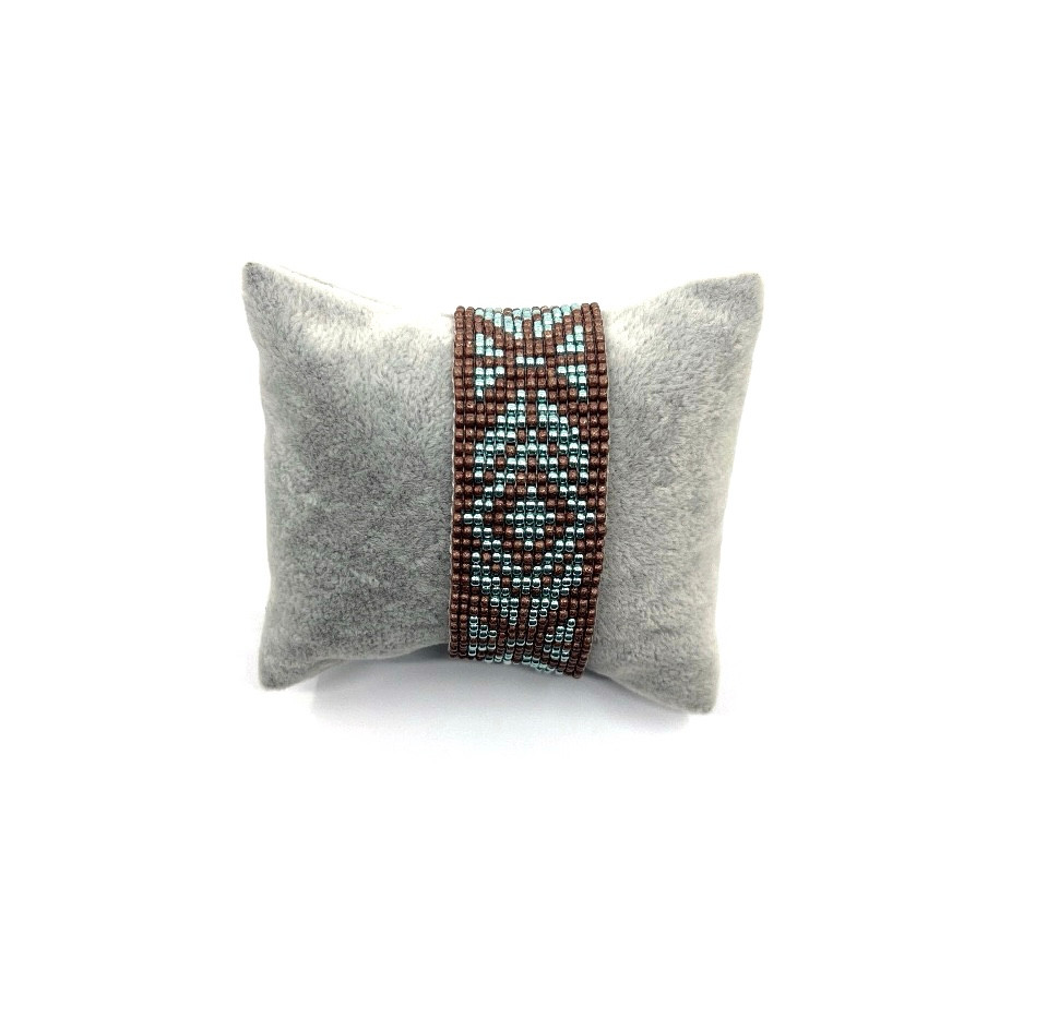 Weef armband met Miyuki kralen | Turquoise - Bruin