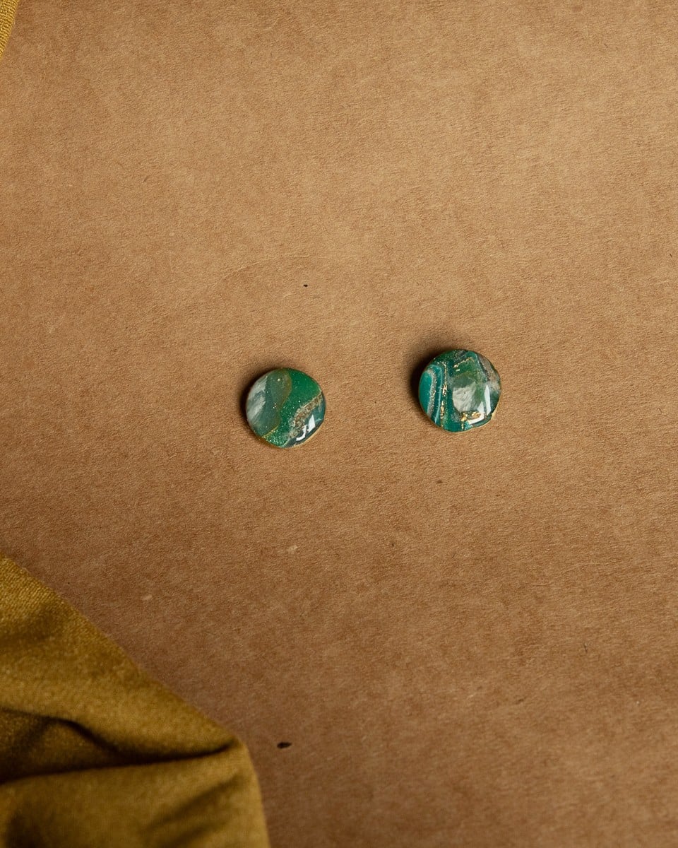 Oorbellen | faux agate green studs - 128040 Oorbellen | faux agate green studs