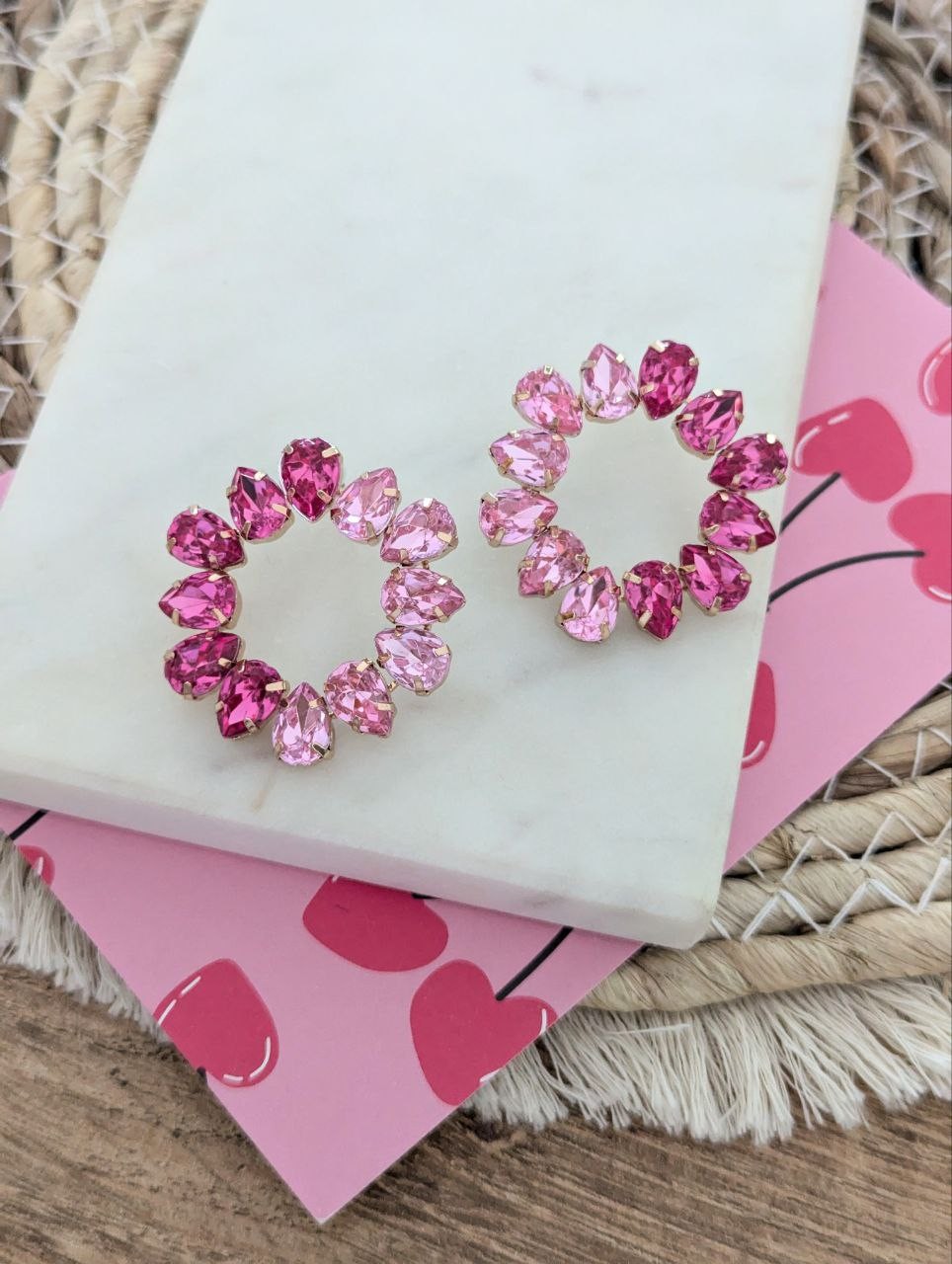 Dubble pink oorbellen