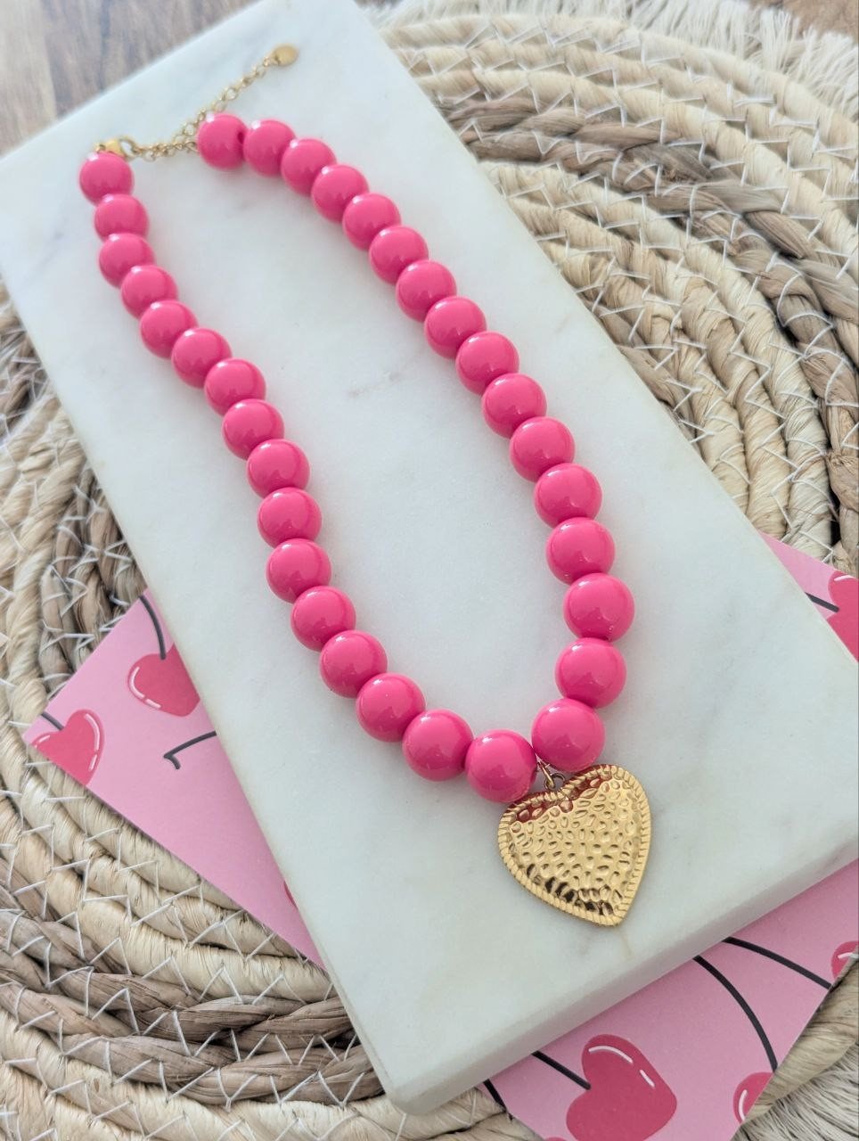 Pink Heart Statement ketting