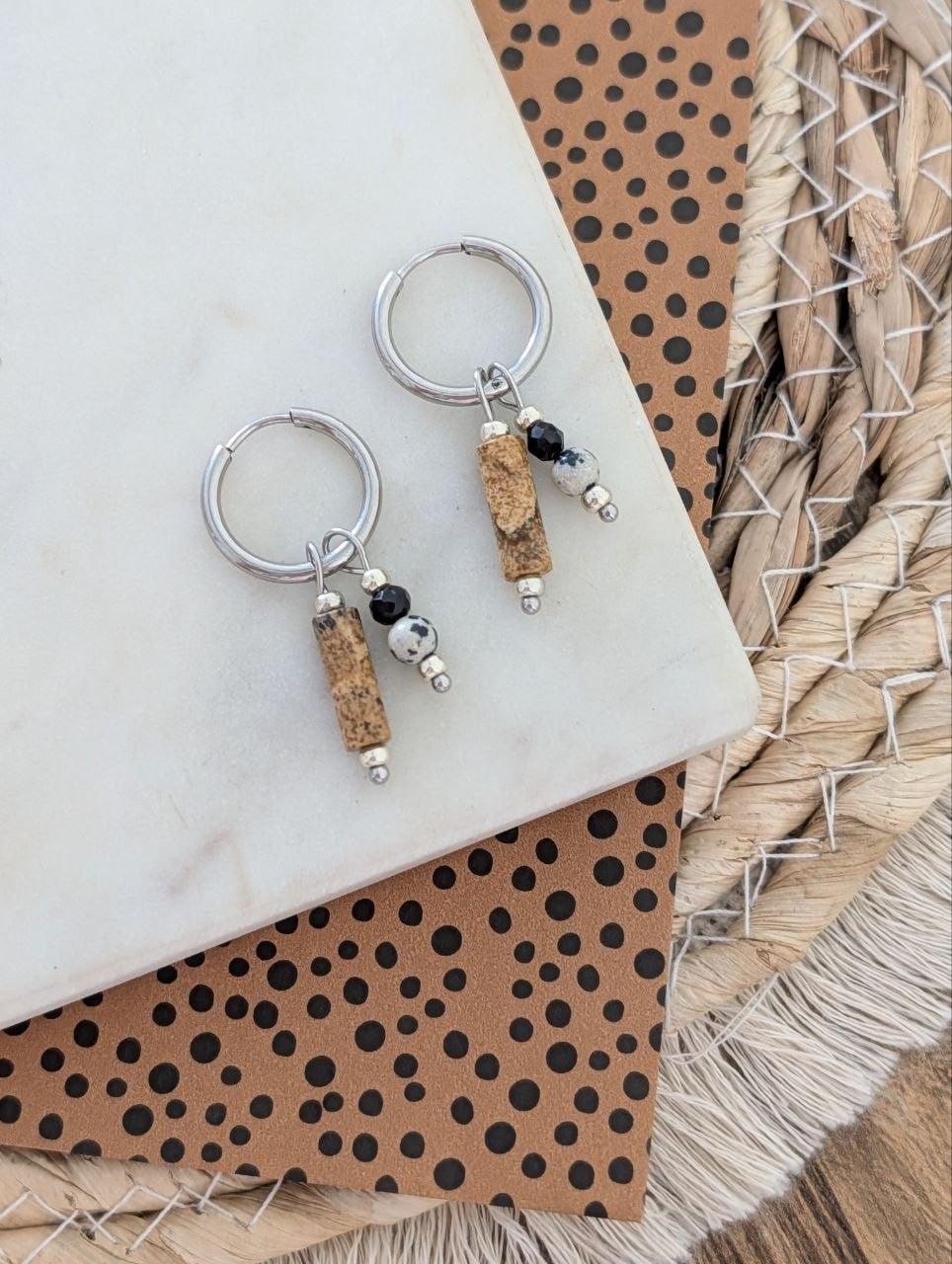 Classic zilveren oorbellen met natuursteen ✨