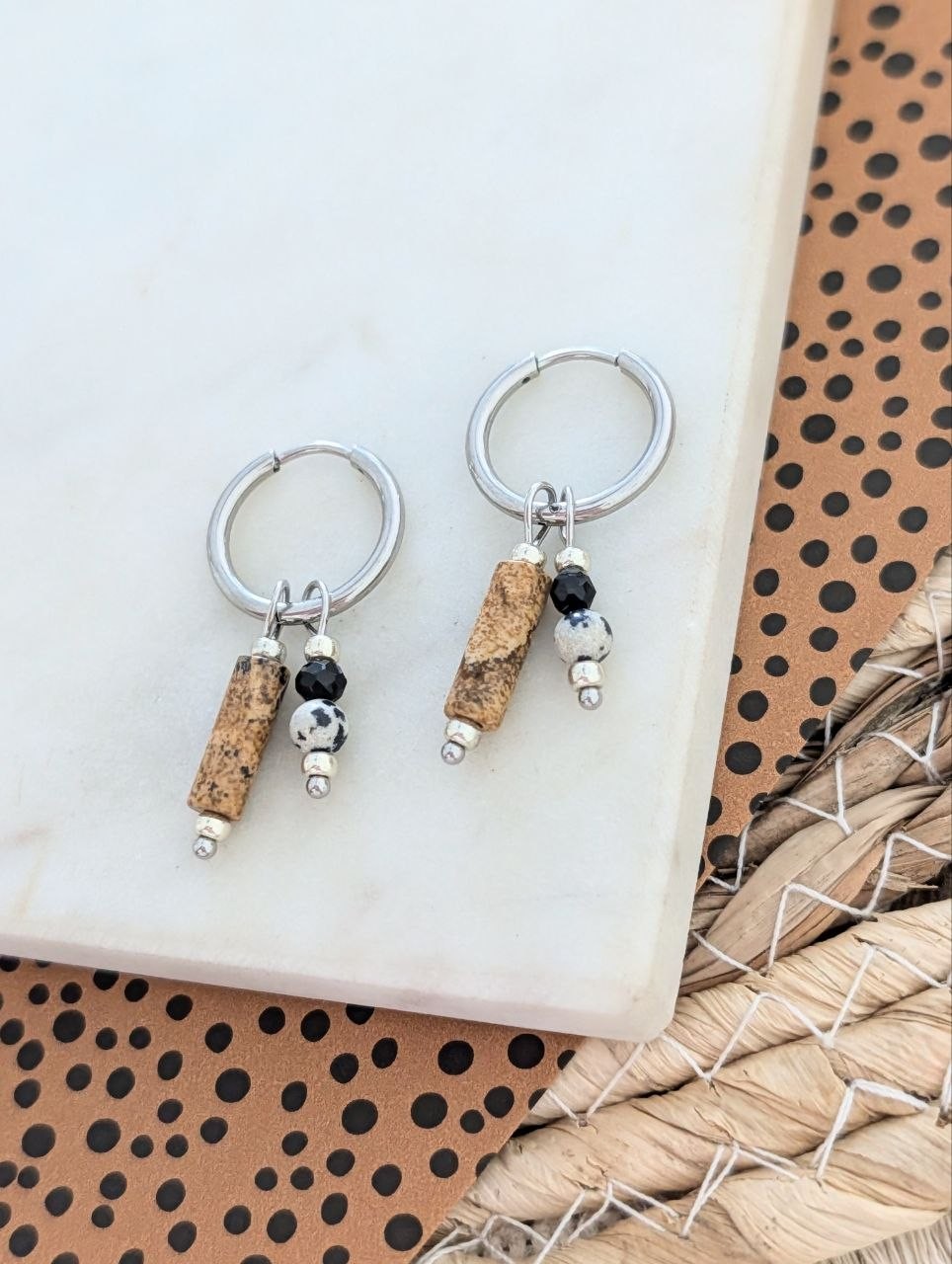 Classic zilveren oorbellen met natuursteen ✨