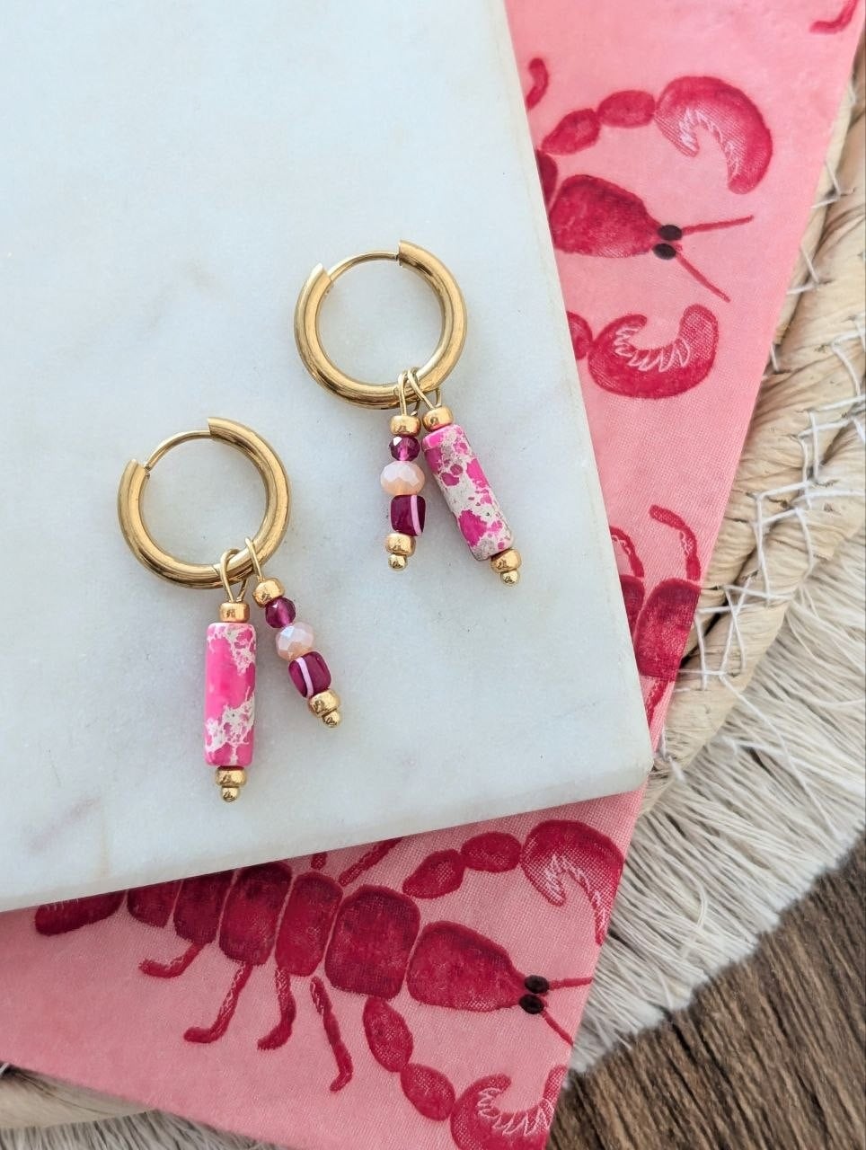 Colourful naturestone oorbellen 2 varianten