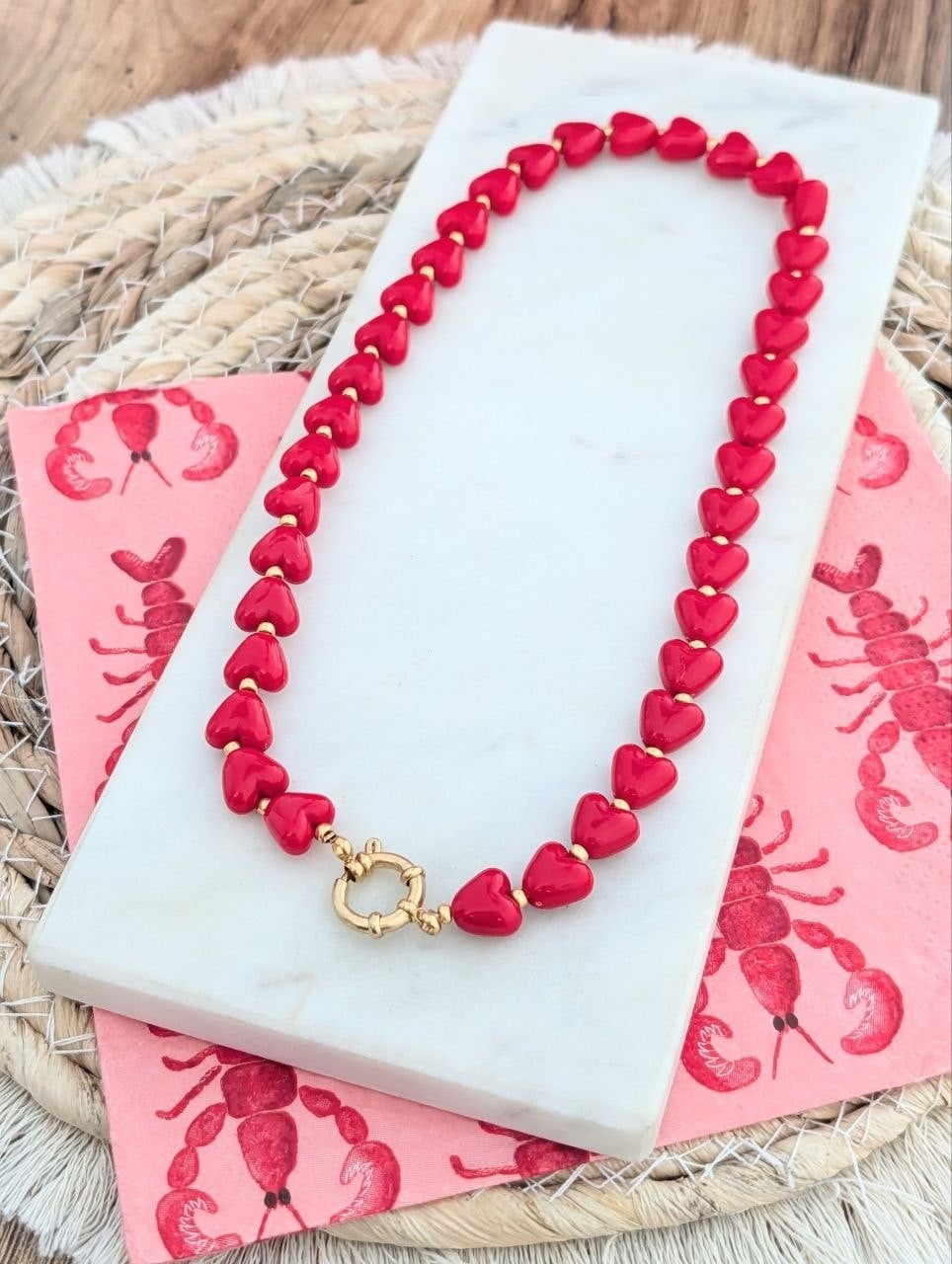 Kralenketting hartjes goud - in 5 verschillende kleuren