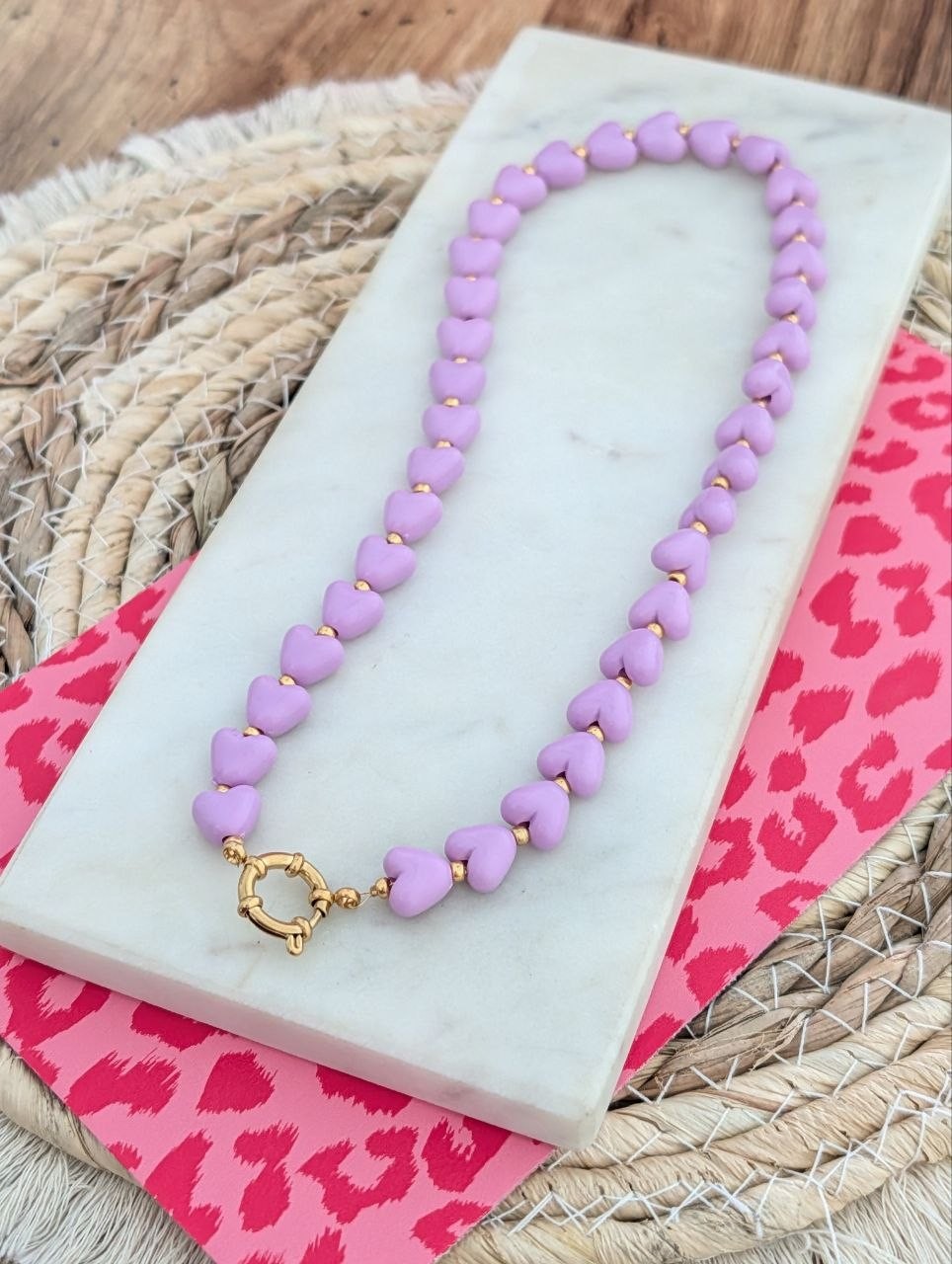 Kralenketting hartjes goud - in 5 verschillende kleuren