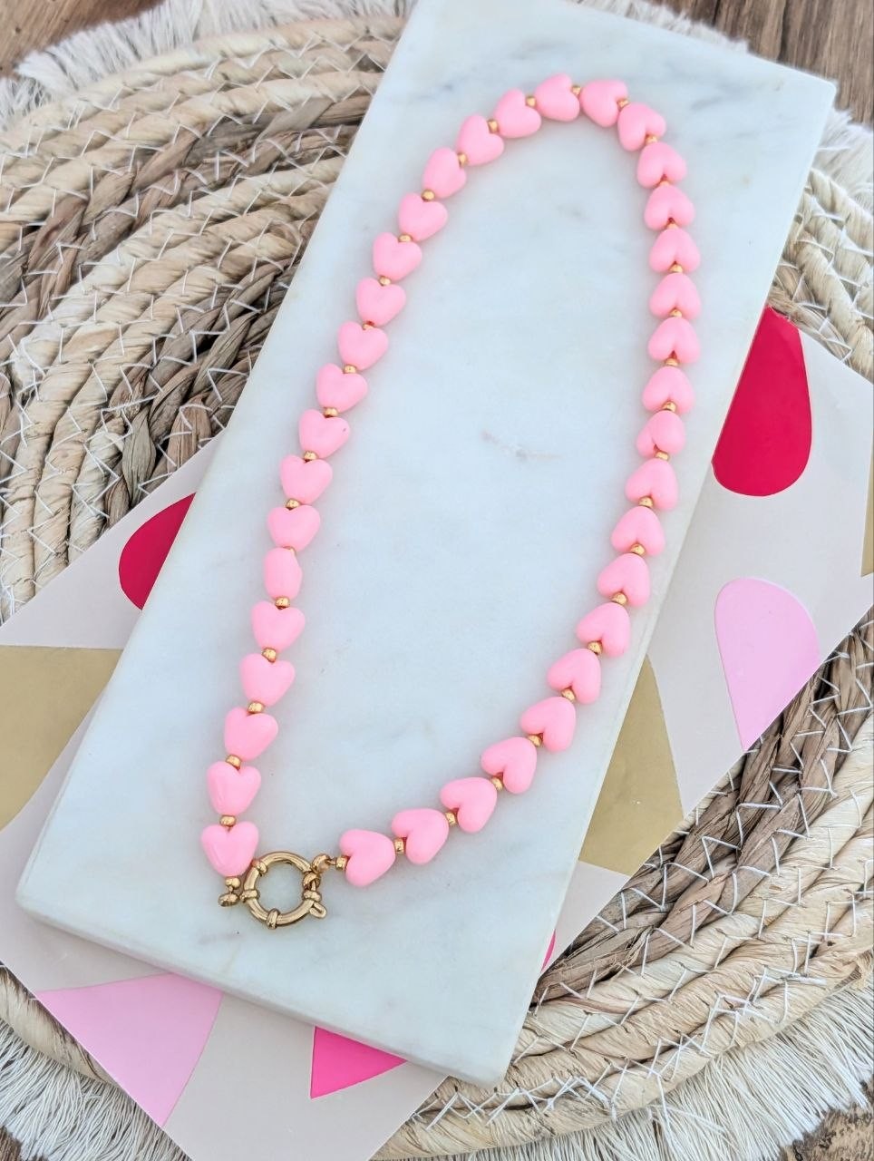 Kralenketting hartjes goud - in 5 verschillende kleuren