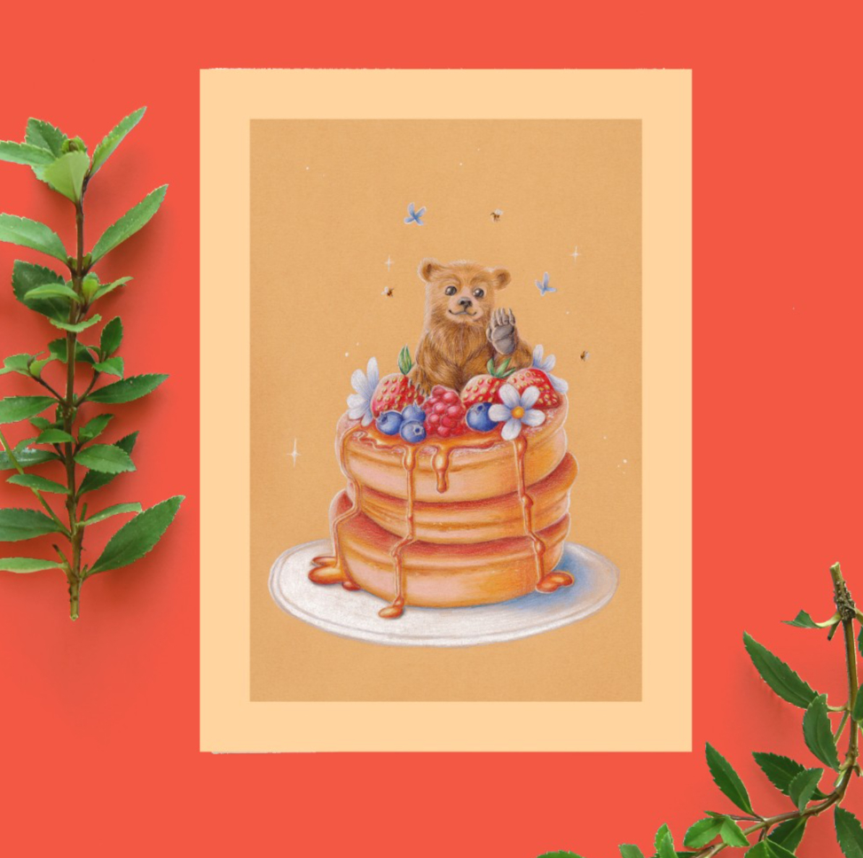 Wens kaart verjaardag A6 fluffy pancake beer