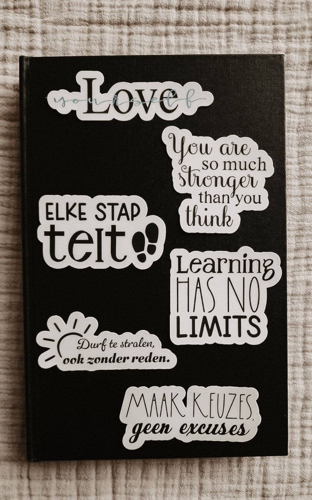 Motiverende quote stickerset, nederlandse set 10 stuks